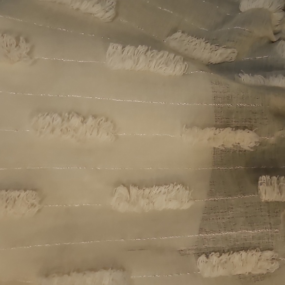 ZARA Cream Textured Metallic Gold Balloon Sleeve Oversized Sheer Blouson Top - Picture 4 of 7